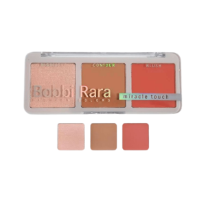 Paleta compacta da Bobbi Rara com três tons: contorno, blush e iluminador.