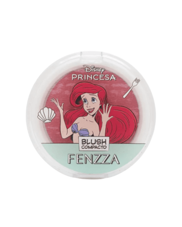 Blush compacto Fenzza Princesas Disney com embalagem decorada e tom rosado com brilho.