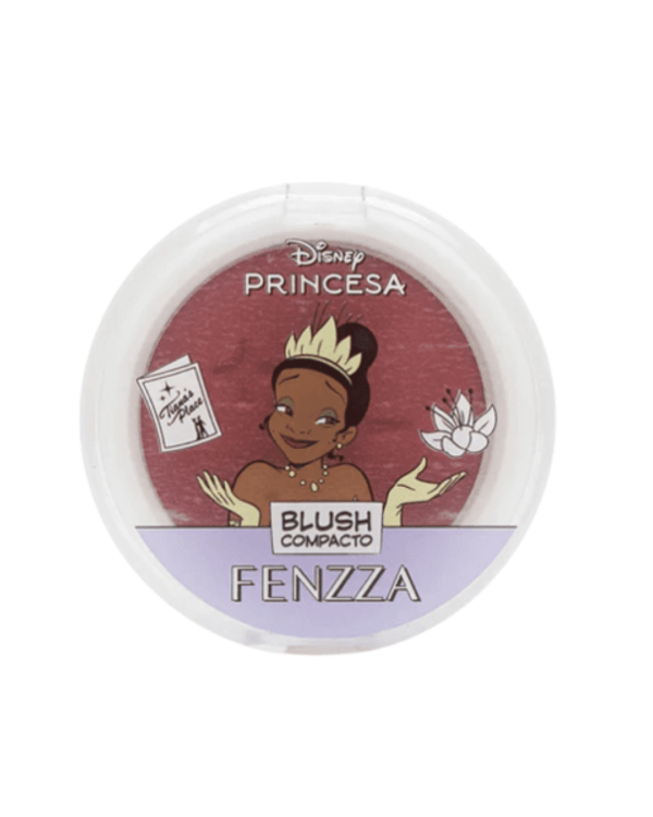 Blush compacto Fenzza Princesas Disney com embalagem decorada e tom rosado com brilho.