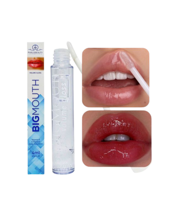 Gloss Big Mouth Phallebeauty – brilho intenso e efeito volume para lábios hidratados.