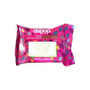 Lenço Demaquilante Dapop para limpeza prática e suave da pele.
