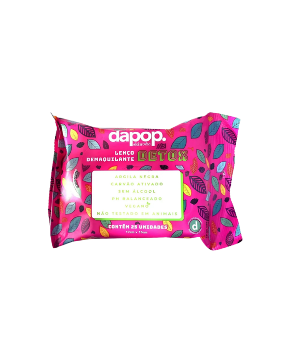 Lenço Demaquilante Dapop para limpeza prática e suave da pele.