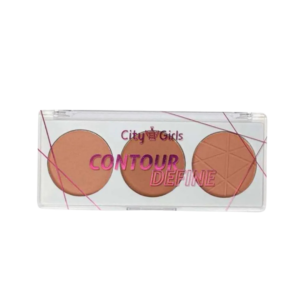 Paleta tripla Contour Define da City Girls com tons de marrom para contorno.