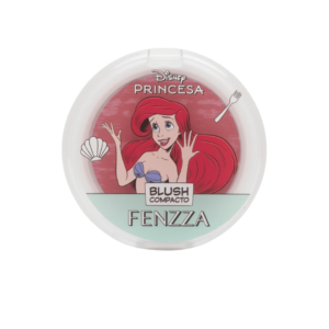 Blush compacto Fenzza Princesas Disney com embalagem decorada e tom rosado com brilho.