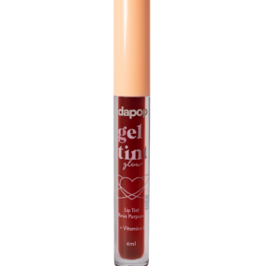 Gel Tint Glow Dapop em frasco moderno com cor vibrante para lábios e bochechas.