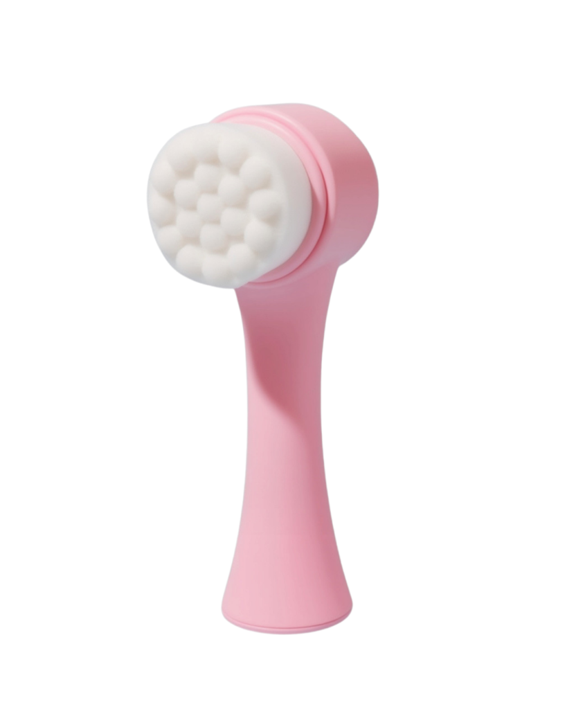 Escovinha de limpeza facial com cerdas macias para remoção de impurezas e cuidados diários com a pele.