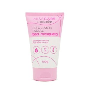 Esfoliante facial Miss Rôse com ação de controle de oleosidade e textura suave para limpeza profunda e pele equilibrada.