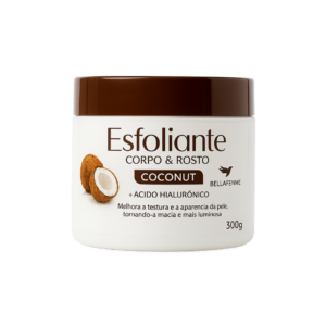 Esfoliante Corpo & Rosto Bella Femme com textura cremosa e partículas esfoliantes suaves para uma pele macia e radiante.