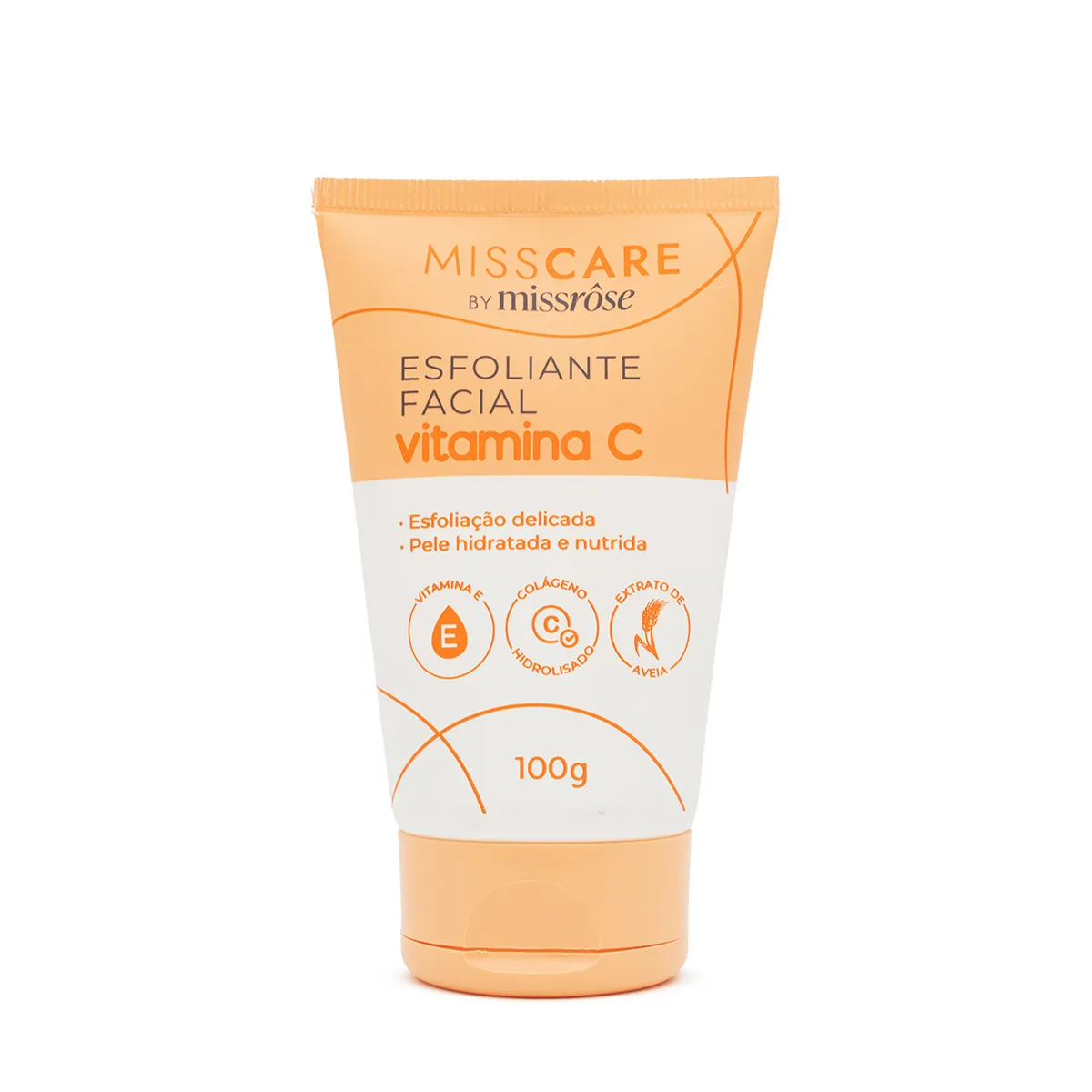 Esfoliante facial Miss Rôse com ação de controle de oleosidade e textura suave para limpeza profunda e pele equilibrada.